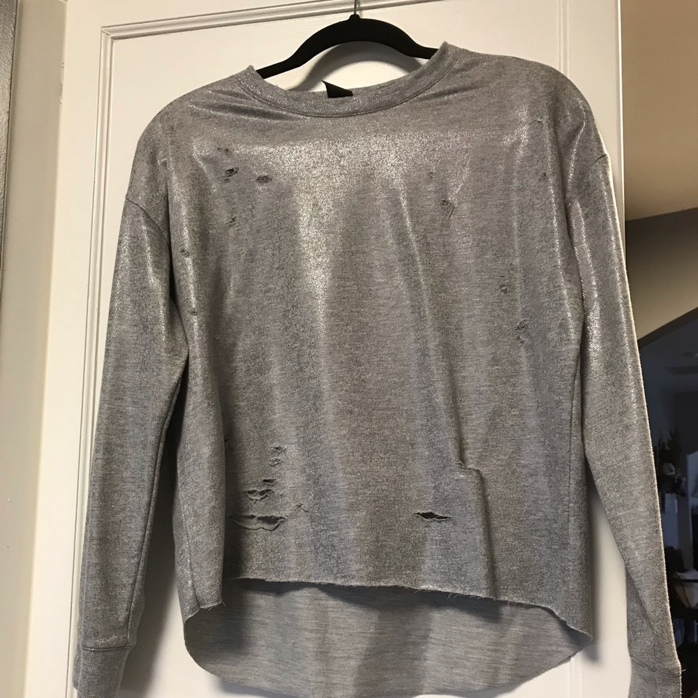 Distressed gray top